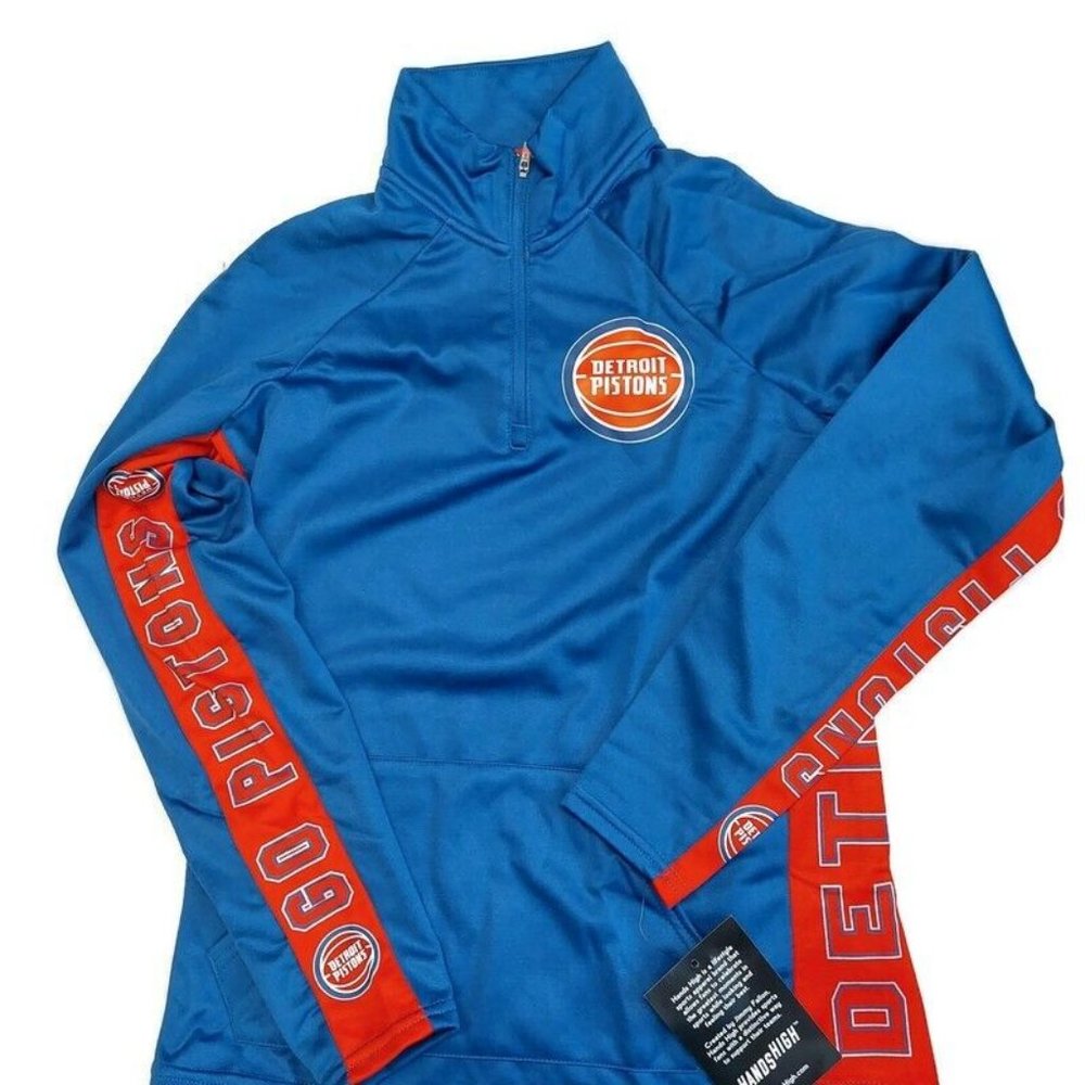 NBA Detroit Pistons Hands High Womens Size S MVP Quarter Zip Pullover Royal